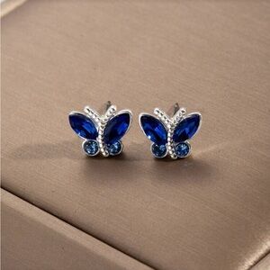 Blue Butterfly Stud Earrings
